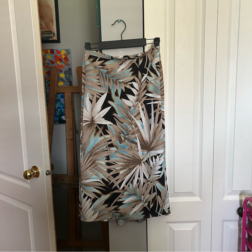VINTAGE Tradition Tropical Print Midi Skirt
